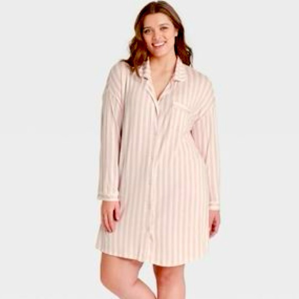 Stars Above Long sleeve button down pajama dress
